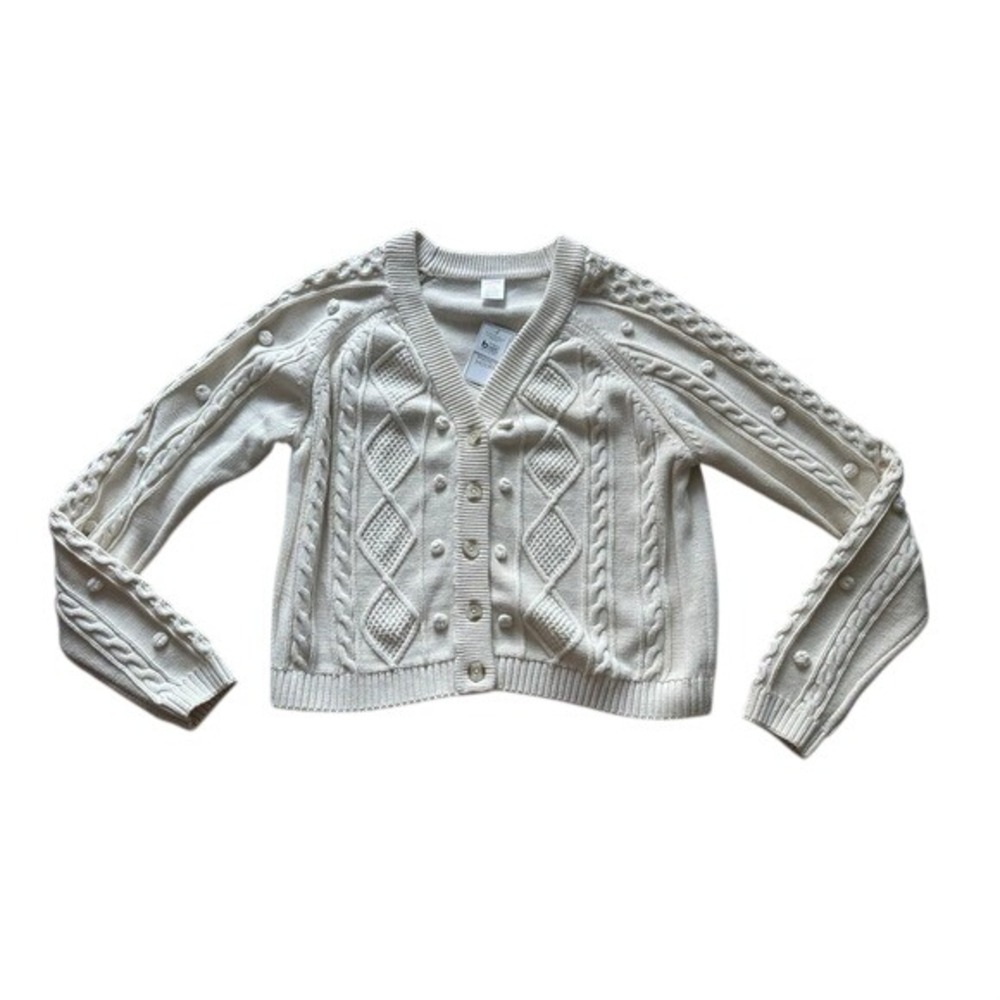 Gymboree Women's Cable Knit Cotton Sweater Cardigan in Halo White size‎ Medium